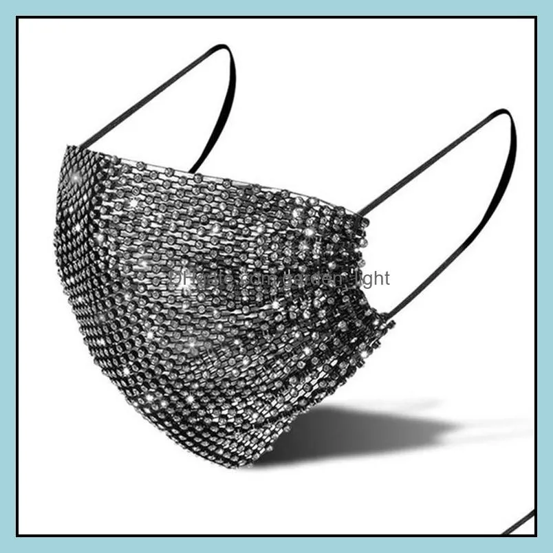 fashion diamond mask colorful mesh masks bling diamond party mask rhinestone grid net mask washable sexy hollow masks for women girl