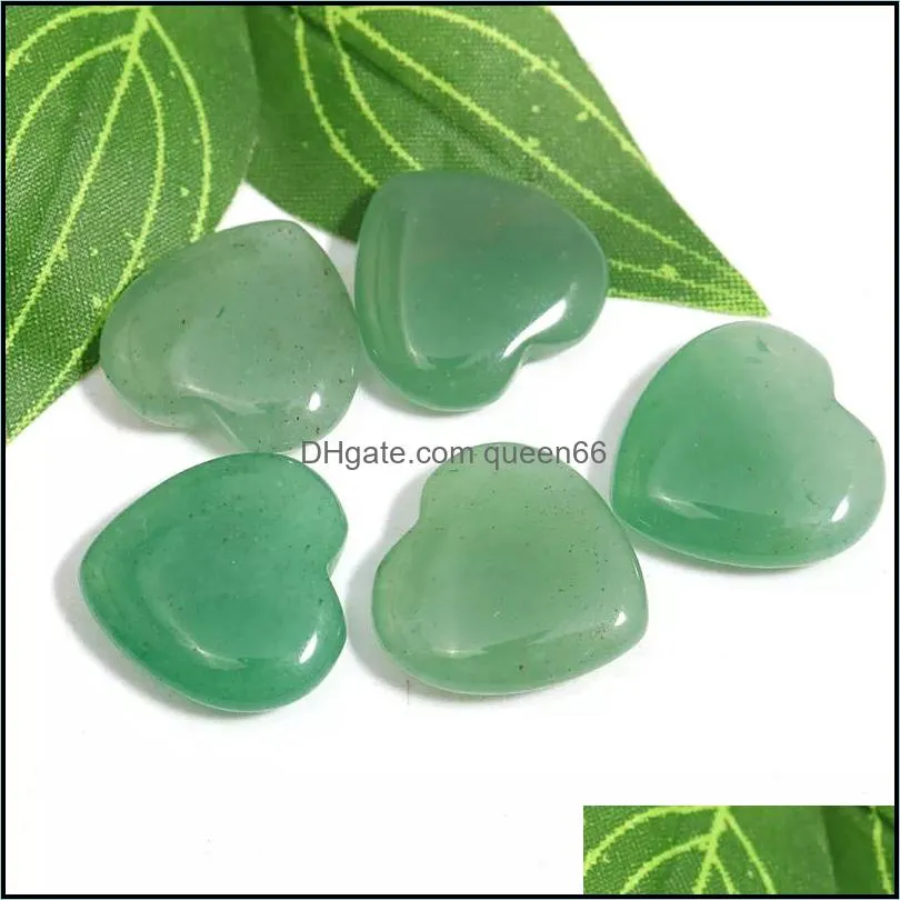 20mm small green aventurine natural stone heart polished healing love hearts crystal crafts for home decor