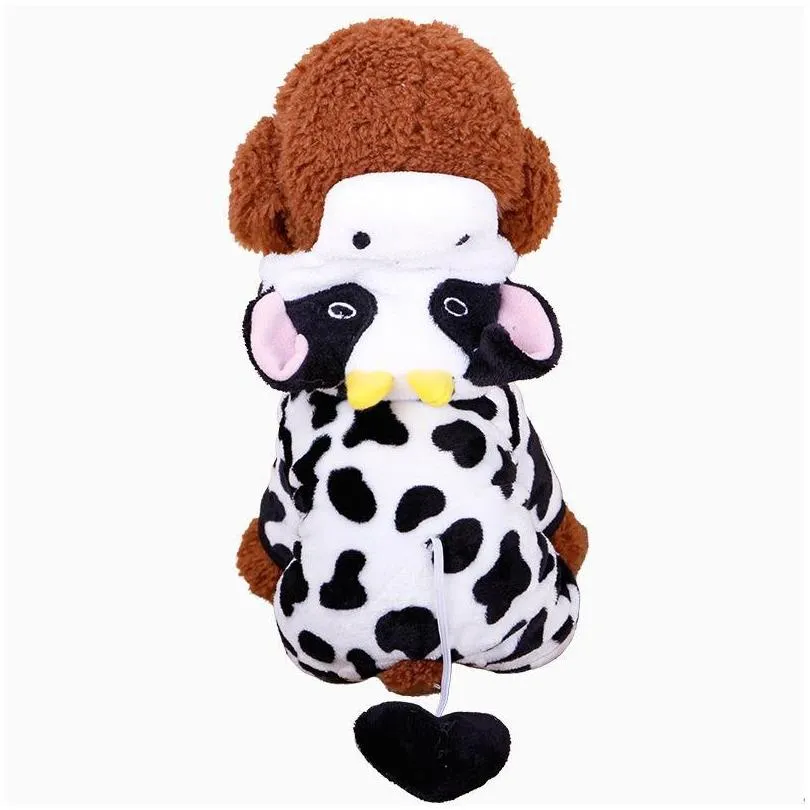 dog apparel funny halloween costume cute cow pet clothes for small dogs cats chihuahua clothing warm fleece puppy coats jumpsuitdog