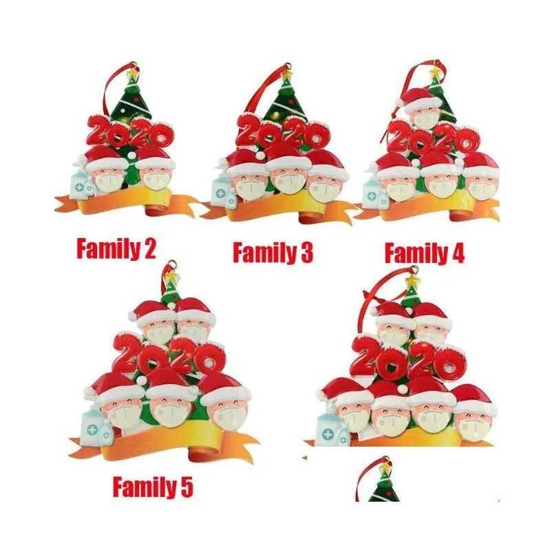 2020 reindeer christmas personalized ornaments survivor quarantine family 3 4 mask snowman hand sanitized xmas decorating creative