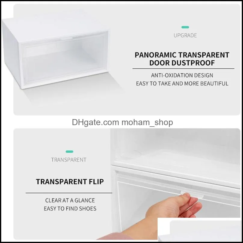 multicolor clear shoe box foldable storage plastic transparent home organizer stackable display superimposed combination shoes containers cabinet boxes