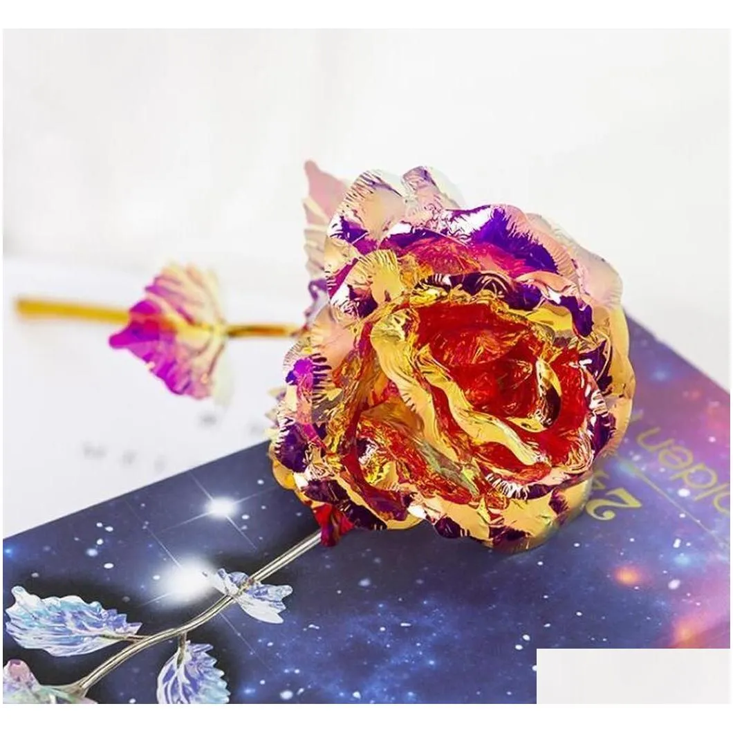 christmas day gift 24k gold foil plated rose creative gifts lasts forever rose for valentine day girl gifts fy7455 tt0111