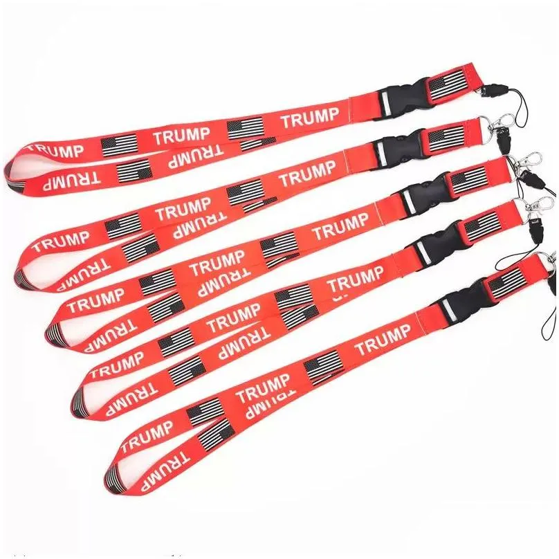 new trump lanyards keychain party favor usa flag id badge holder key ring straps for mobile phone