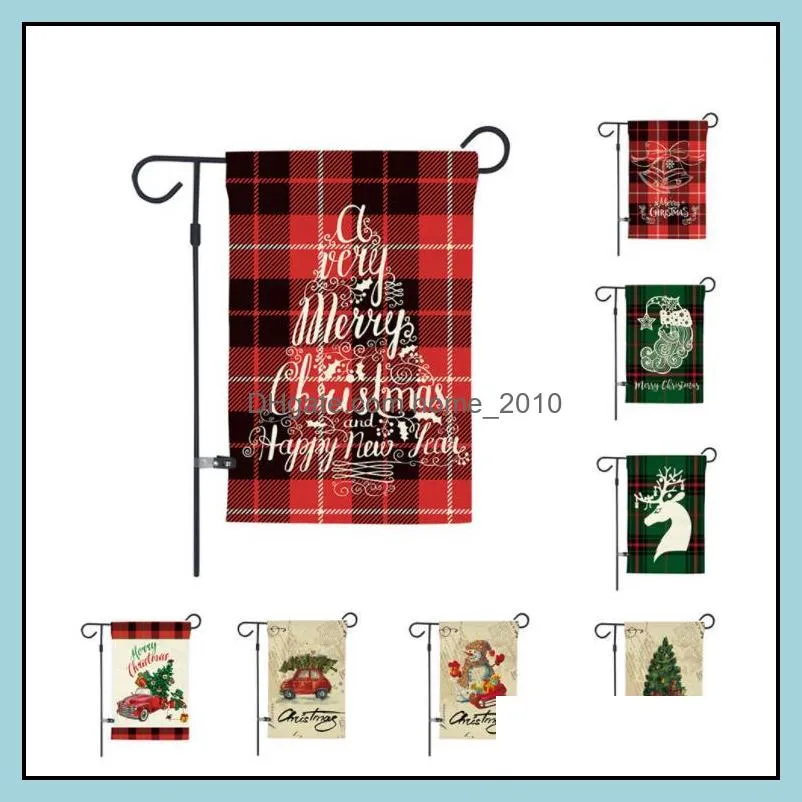 christmas gardenflags double side printed hanging flag linen garden party decorative banner flags christmas decoration 16 designs