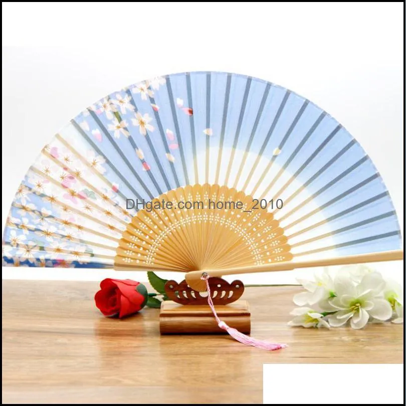 party favor vintage style silk folding fan chinese japanese pattern art craft gift home decoration ornaments wedding dance hand fans