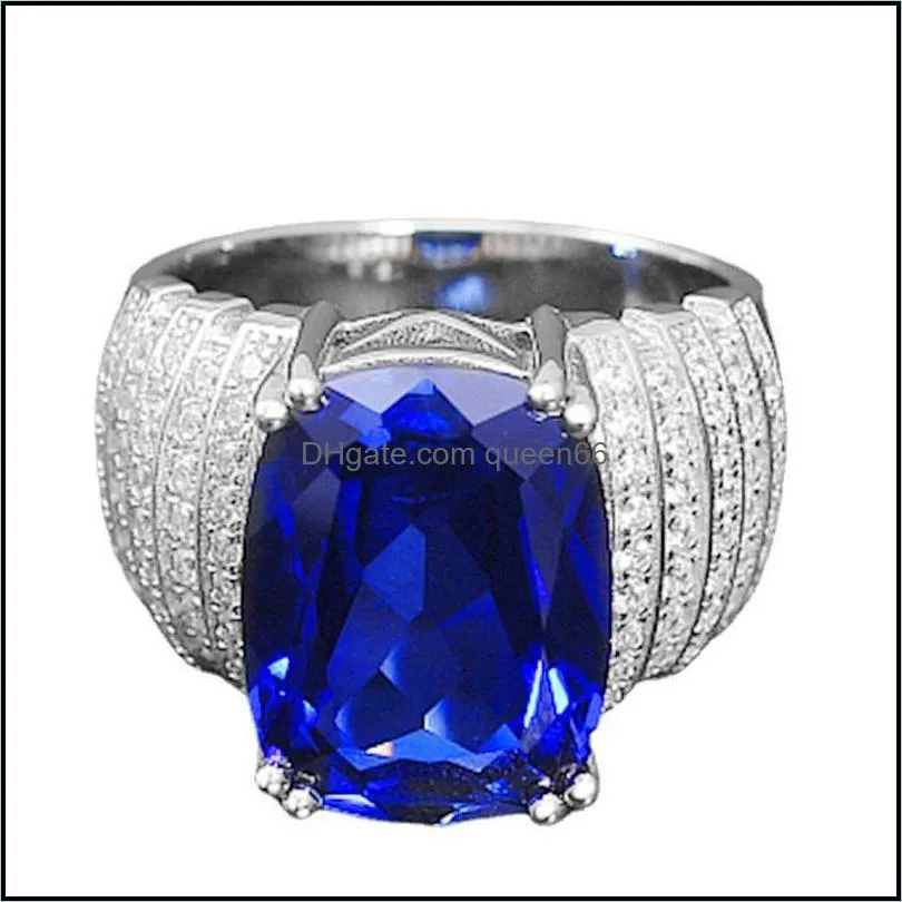 mens rings with gemstones gift accessories surround set imitation topaz aquamarine rings platinum plated green tourmaline trendy mens