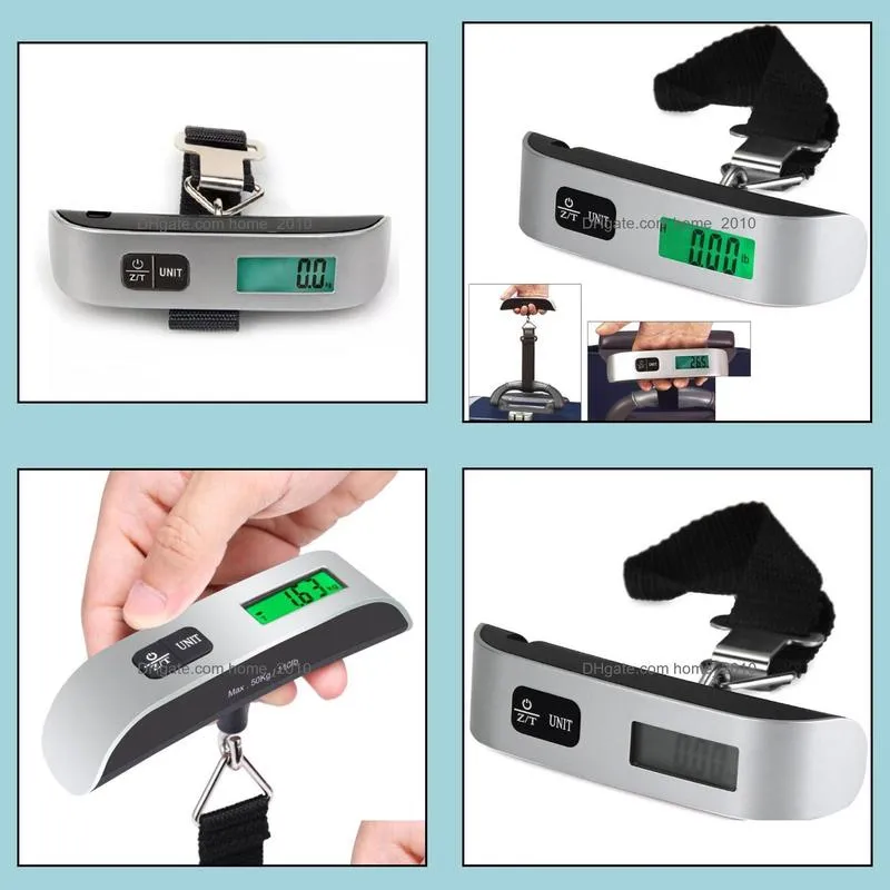 mini digital luggage scale hand held lcd electronic scale electronic hanging scale thermometer 50kg capacity weighing device sn542