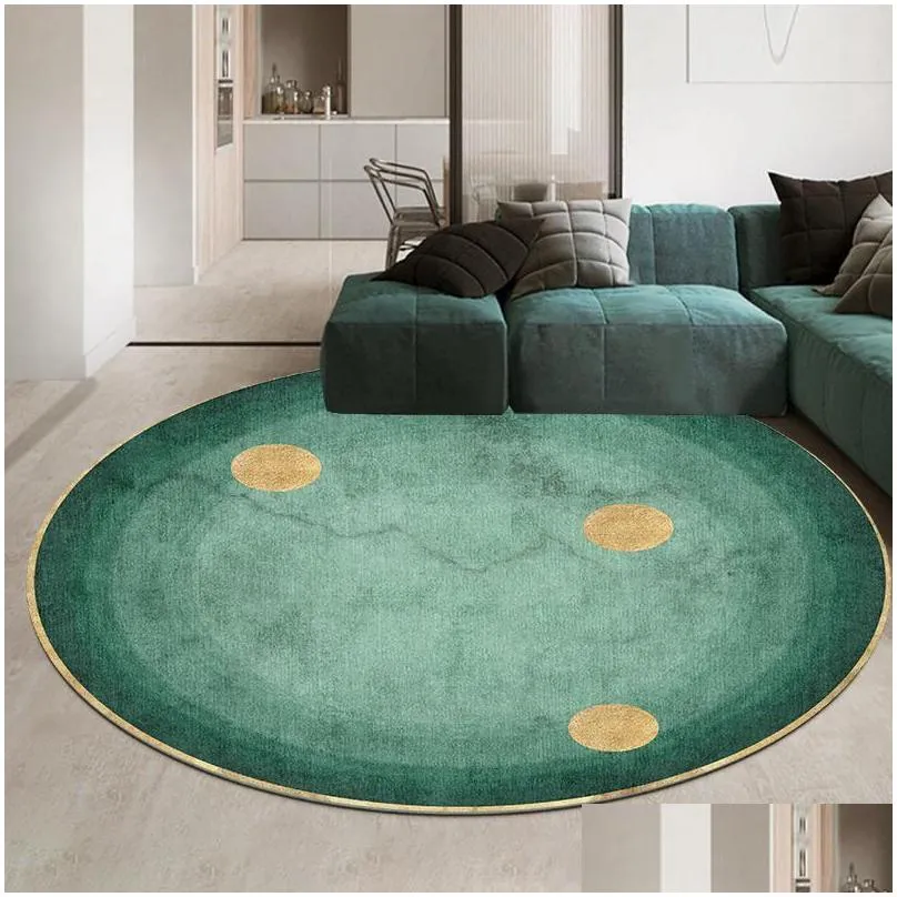 luxury green round carpet for living room swing basket chair area rug nonslip floor mat polyester velvet fleece round carpets