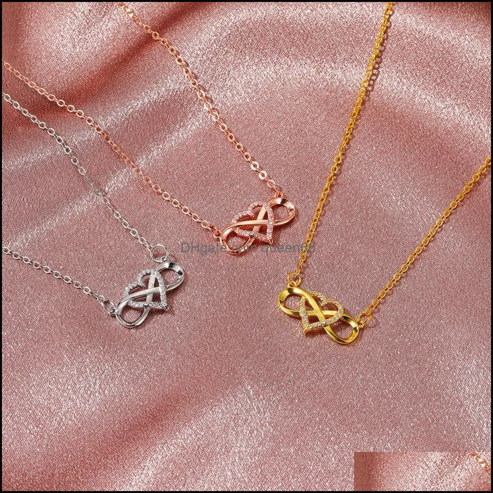 knotted love necklace cold wind simple 8character heartshaped cross clavicle chain necklace niche design jewelry silver necklaces