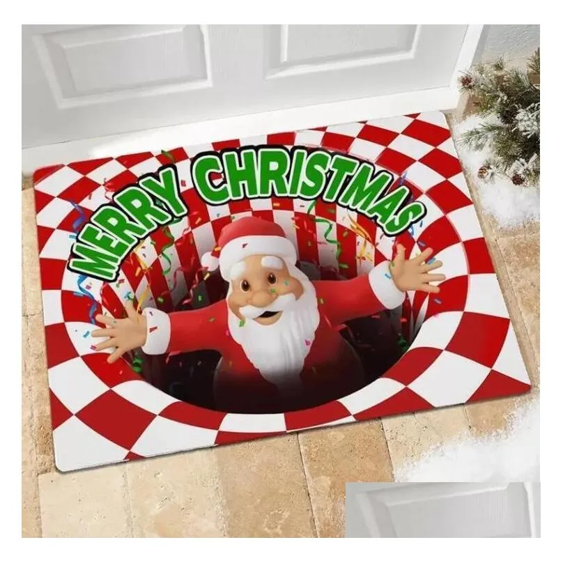 illusion doormat christmas nonslip visual door mats grinch for christmas santa indoor outdoor home party black mat 50x80cm fy5376