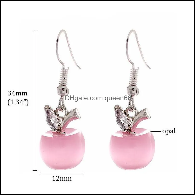 fashion pink white  opal stone dangle earring beads long silver color fruit zircon earrings for women crystal jewelry