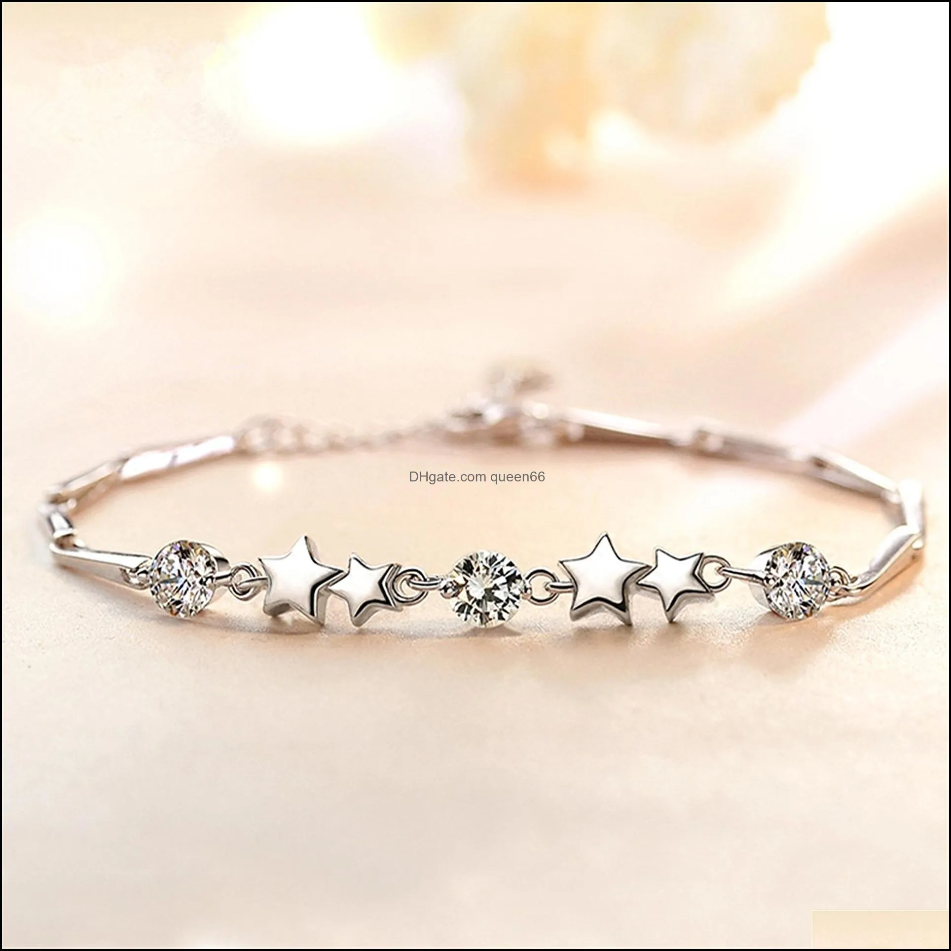 simple fashion personality creative star bracelet birthday gift star charm bracelet silver commitment bracelet ladies fashion jewelry