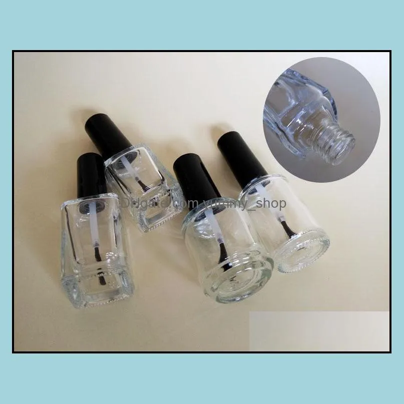 empty clear glass gelish nail polish bottle nail oil bottles 58101215ml round square shape with black plastic screw cap