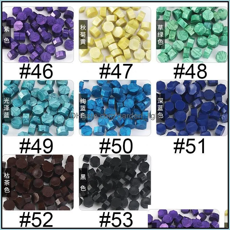 100pcs/bag colorful sealing wax octagon wax beads monochrome wax pea wedding party invitation decoration diy craft stampwax