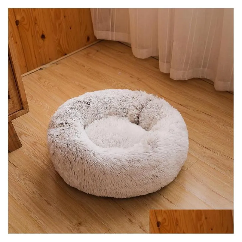 kennels pens thick cutton round pet dog bed super soft long plush pets cat mat cats nest winter warm sleeping dogs kennel sofa