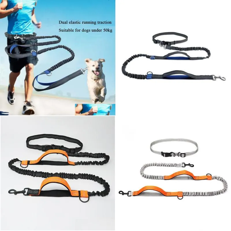 dog collars leashes pet leash outdoor running reflective double retractable rope dog chain