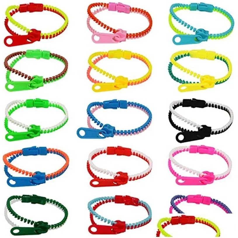 dhs fidget bracelets toys party zipper bracelet 7.5 inches fidgets toy sensory neon color friendship for kids adults christmas gifts