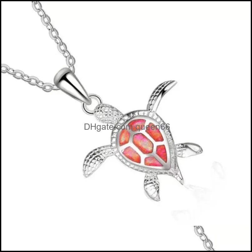 pretty blue opal necklace pendants gift necklace for women wedding jewelry beautiful pendantturtles necklaces