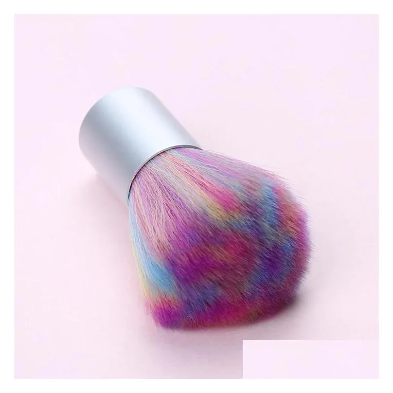 dropshipping rainbow soft nail art dust brush uv gel acrylic powder remover diy beauty manicure cleaning tools l care salon