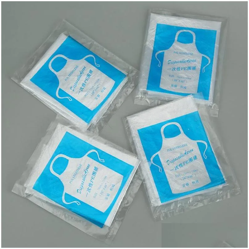 100pcs disposable apron anti pollution apron cleaning transparent easy use kitchen aprons