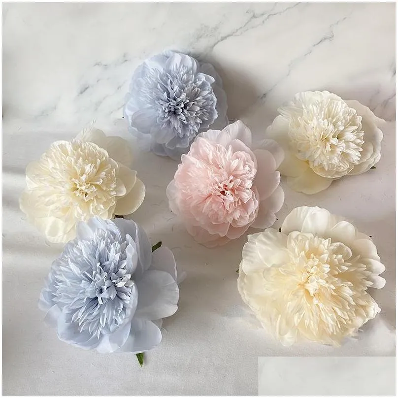 high quality peony artificial flower head with stem silk clothe fake for wedding home garden decoration decorative flowers 