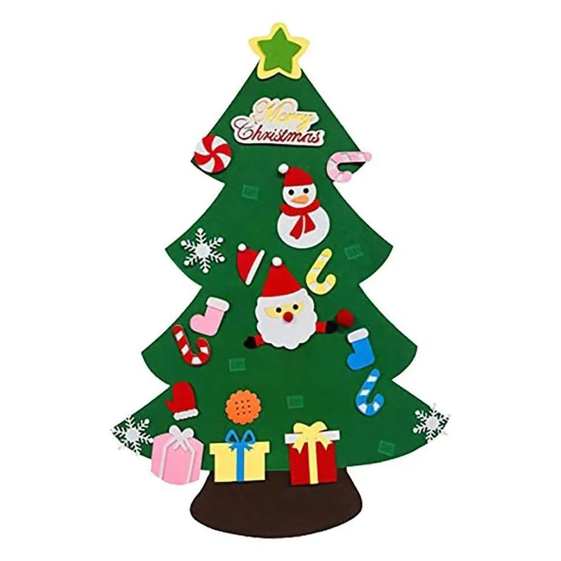 christmas decorations kids diy felt tree with ornaments children year gifts for door wall hanging decoration