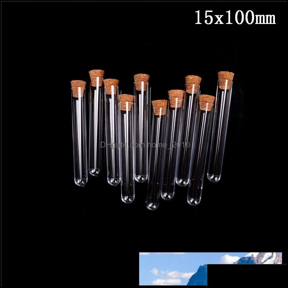 10pcs 4 sizes plastic test tube with cork clear pack10 lab experiment favor gift tube refillable bottle