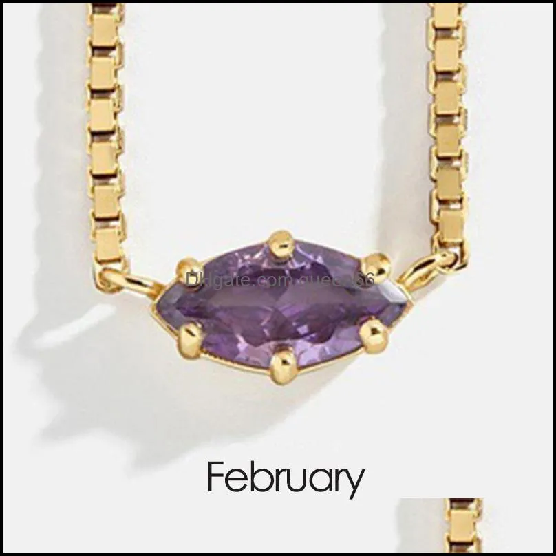 pendant necklaces birthstone for women korean trend eye shape crystal gold chain choker on neck birthday gift jewelry n512pendant