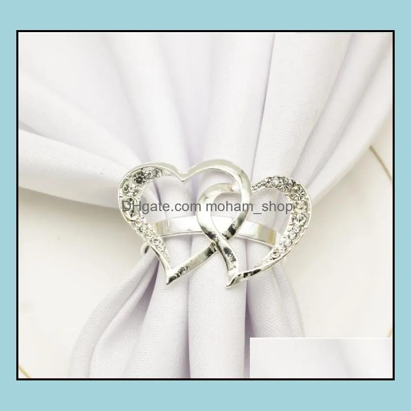 heartshaped wedding napkin ring metal silver color napkin buckle valentines day weddingdinner parties table decor napkins holder