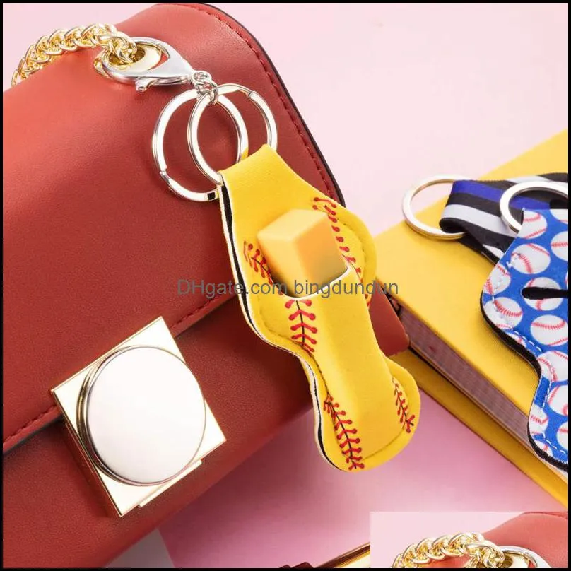 neoprene lipstick keychain chapstick holder christmas prints chapsticks wrap key ring sleeve holder 73 designs party favor ywy1710