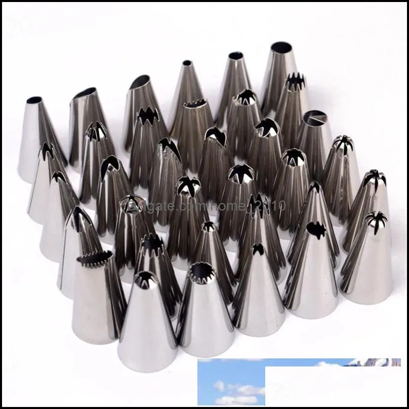 wholesale 35pcs/sets stainless steel pastry tips cake decorating tools icing piping nozzles baking bakery confectionery pastry tools