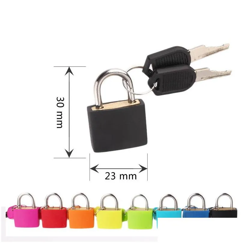 30x23mm small mini strong metal padlock travel suitcase diary book lock with 2 keys security luggage padlock decoration 8 colors dbc