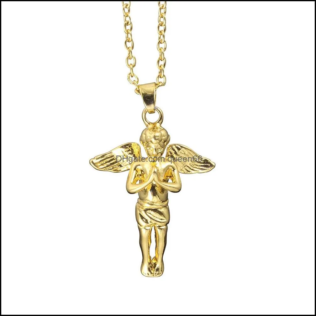 pretty angel pendants necklaces color chain hip hop jewelry for men necklace