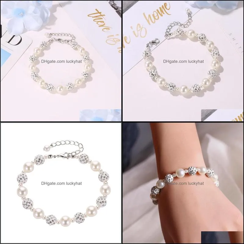 new bracelet with pearl ball set with diamond beads simple fashion shambhala jewelry bracelet accessories for women