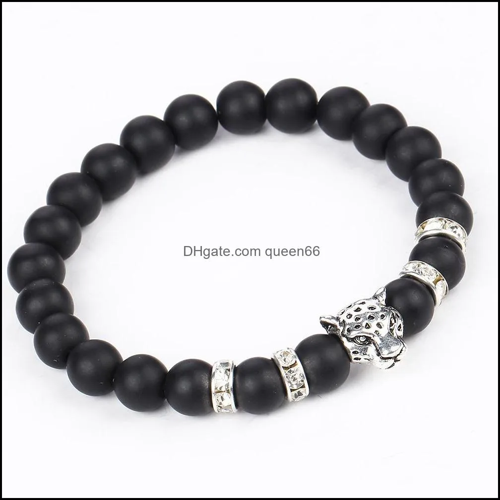 charms bracelets for men women gold head bracelet black lava natural stone beaded bracelets