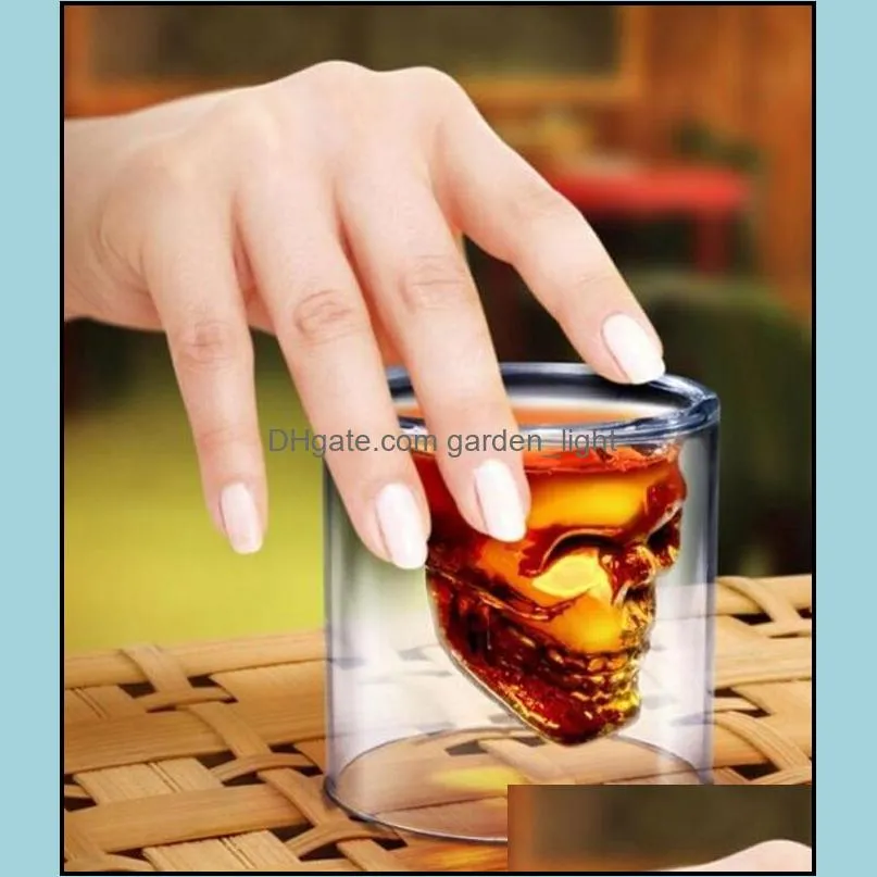 hot 25ml wine cup skull glass shot glass beer whiskey halloween decoration creative party transparent drinkware drinking glasses