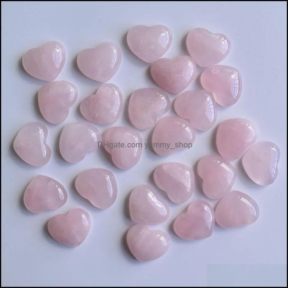 natural stone 18mm heart loose beads pink quartz cabochons flat back for necklace ring earrrings jewelry accessory