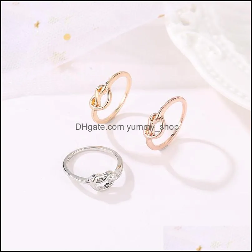 40pcs/lot new arrive geometric finger rings rose gold knot cluster rings for women white k gift hand jewelry ornaments accessories 720