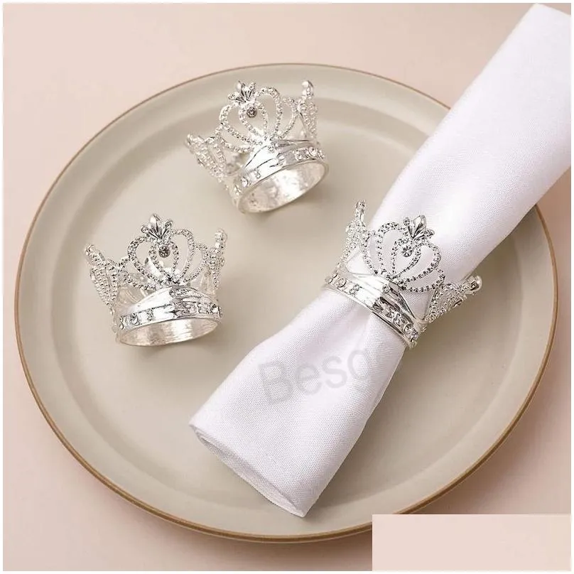 crown napkin ring gold silver napkins buckle hotel wedding towel rings birthdays festival party banquet table decoration bh6980 tyj