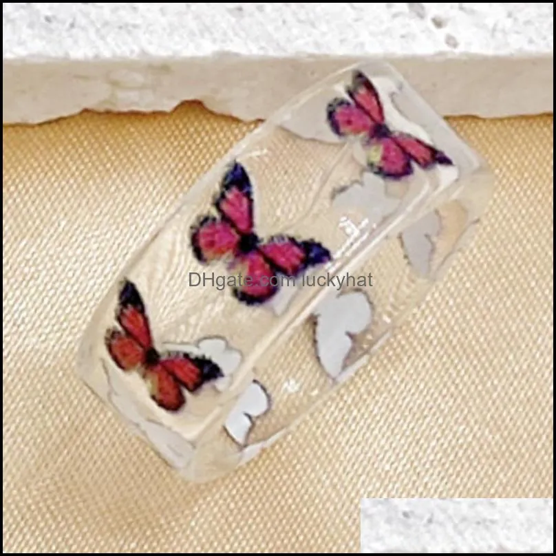 bulk lots 30pcs vivid butterfly design resin acrylic rings mix for women cute sweet girls fashion popular jewelry accessories