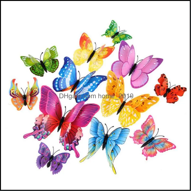 double layer 3d butterfly wall sticker on the home decor butterflies for decoration magnet fridge stickers