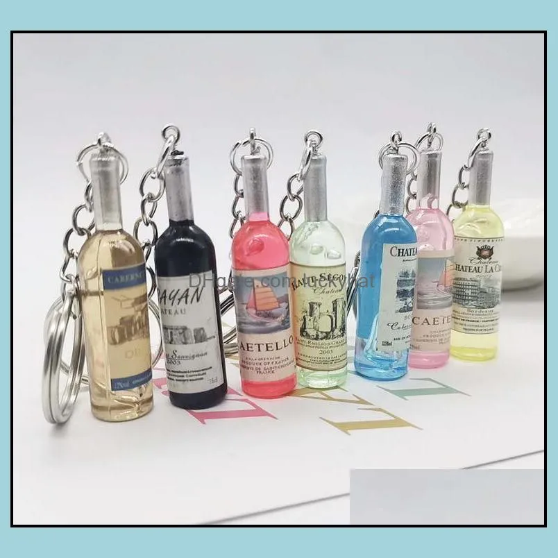 creative wine bottle keychain pendant simulation bottles key chain bag ornament craft gift