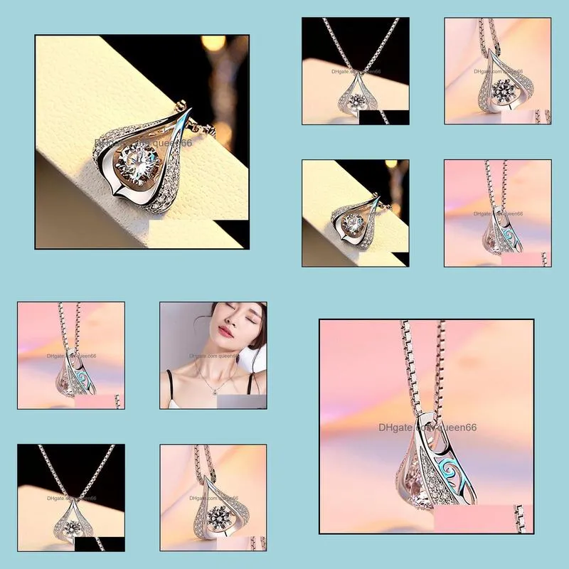luxury water drop necklaces for women wedding jewelry white cz zircon heart pendant necklace