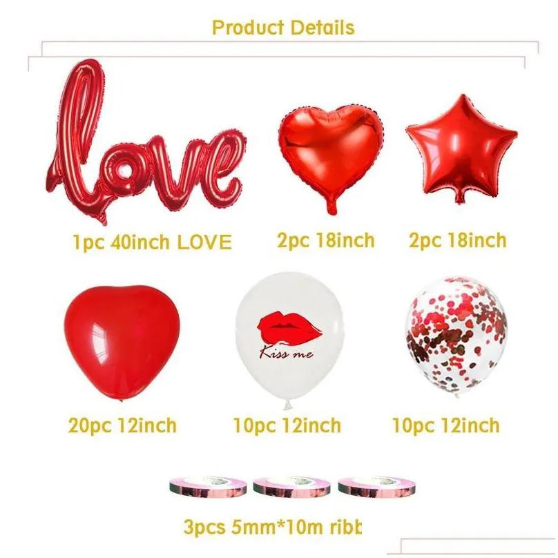 red love letter foil balloons heart balloon for engagement wedding decoration valentines day party decor