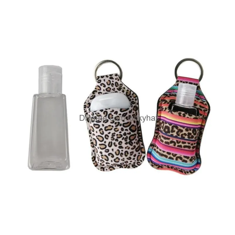 117 new styles neoprene hand sanitizer bottle holder keychain bags 30ml bottles with baseball keychains butterfly leopard pattern key