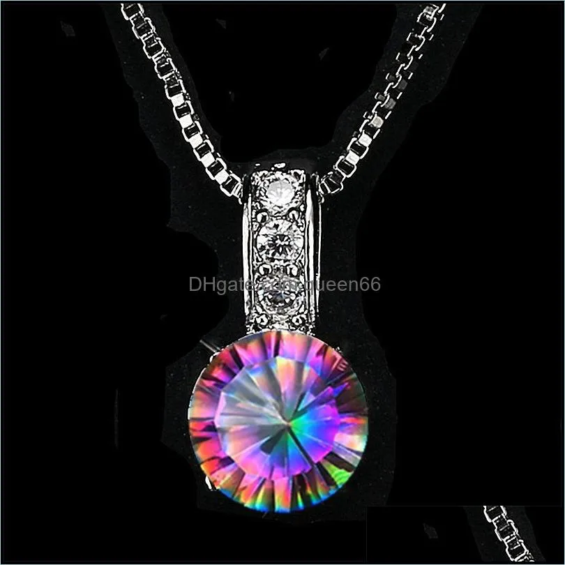 fourclaw colorful stone pendant necklace temperament and fashion colorful jewels and diamonds round necklaces