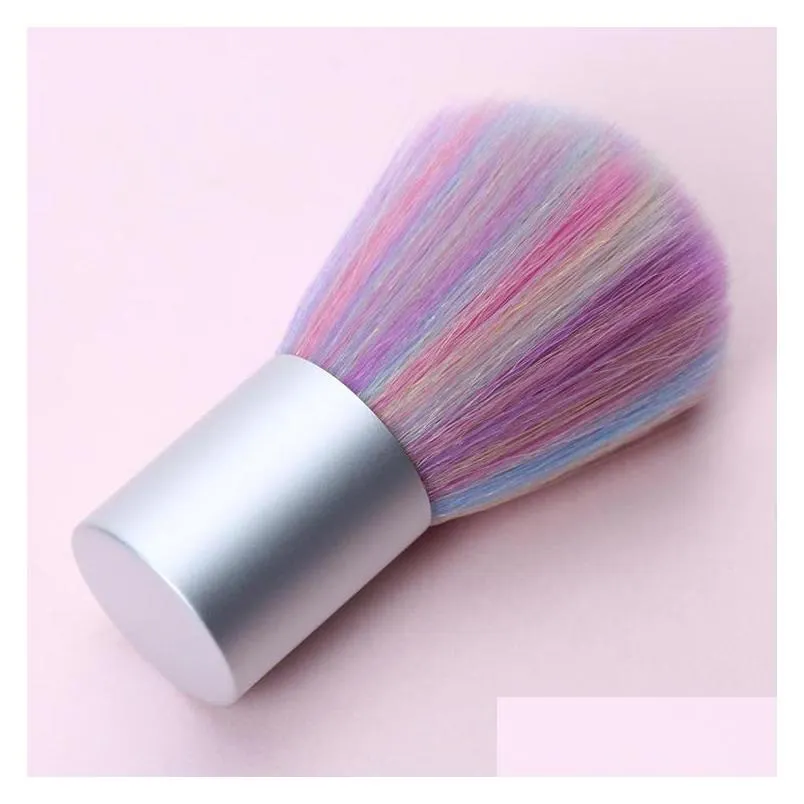 dropshipping rainbow soft nail art dust brush uv gel acrylic powder remover diy beauty manicure cleaning tools l care salon