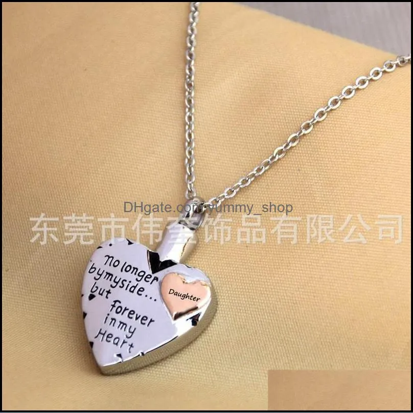 silver heart stainless steel memorial necklace for mom dad pet no longer by my side forever in my heart cremation pendant jewelry 816