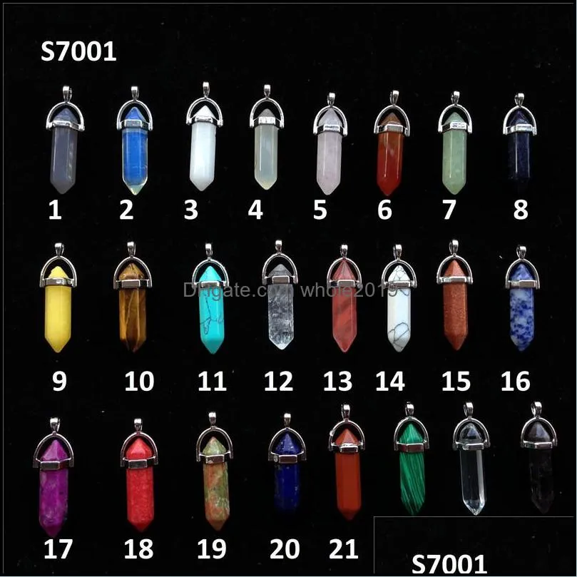 bulk charms bullet women jewelry cheap opal jade natural stone pendant glass resin quartz healing crystals long gold chain choker