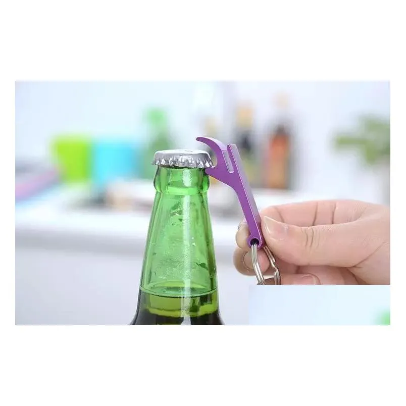 new beer bottle opener keychain metal aluminum alloy keychain ring beer bottle opener tool gear beverage 0609